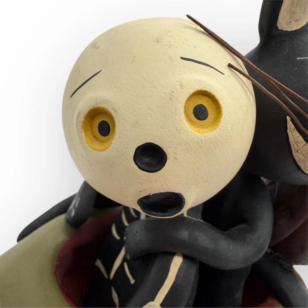 Whimsical Julie Karanik Signed Black Cat  Owl‎ Skeleton Halloween Numbered 9”